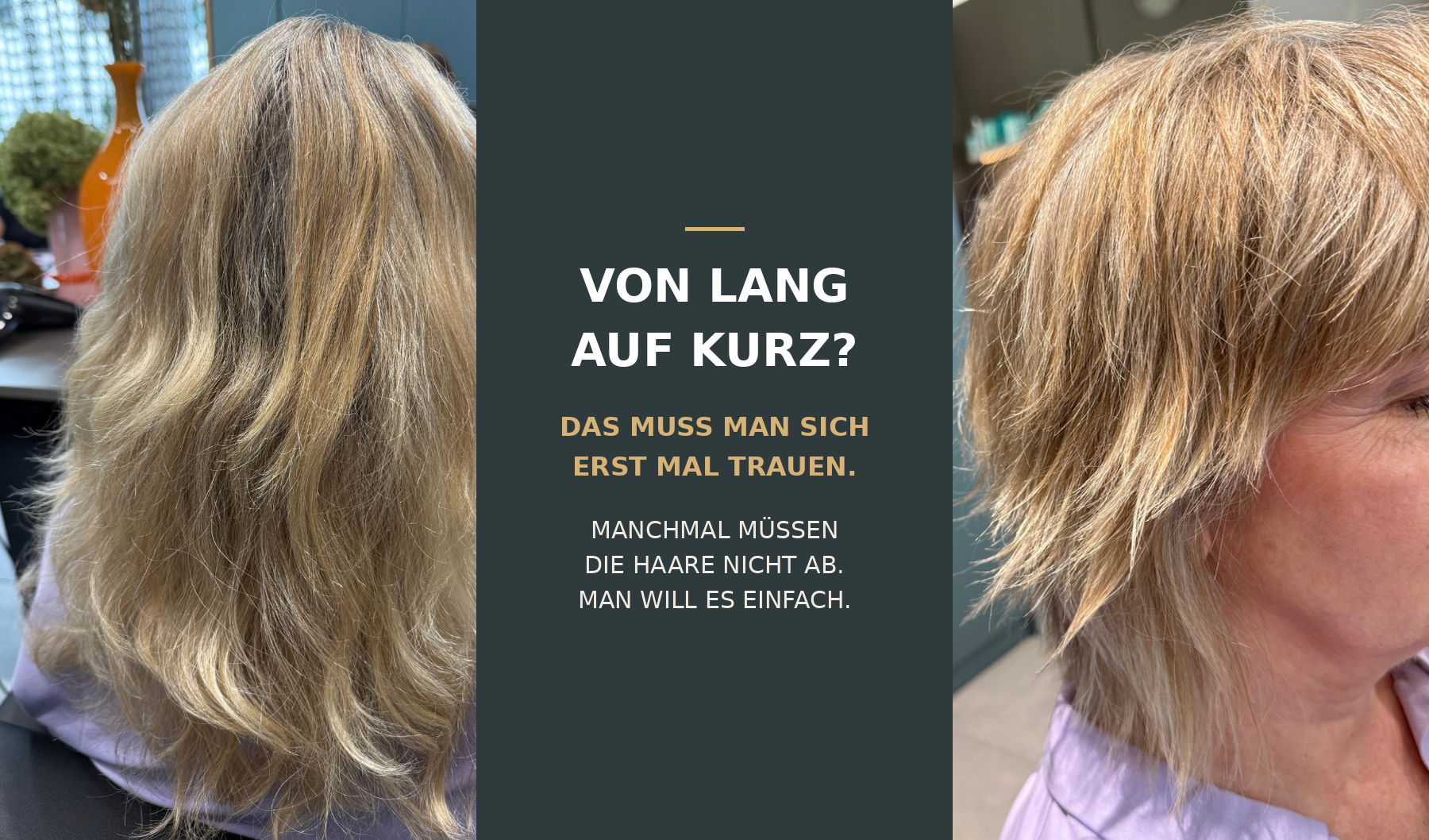 Kurzer blonder Damenhaarschnitt nach deutlicher Typveränderung bei Kempf Friseure Aschaffenburg